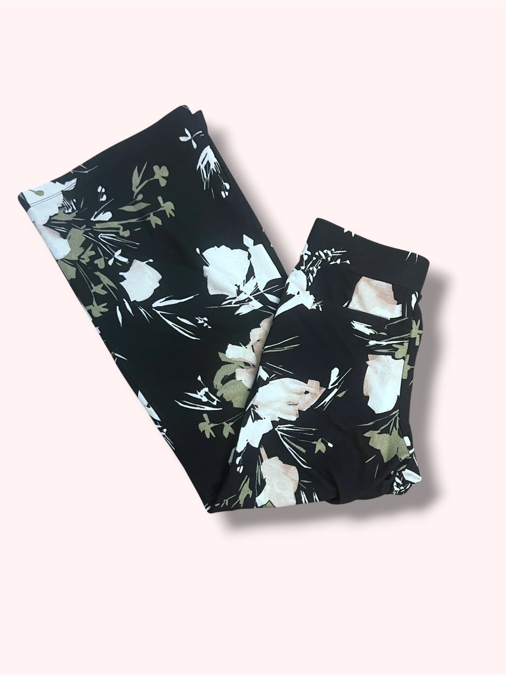 Isaac Mizrahi Black Floral Boot-Cut Stretch Pants